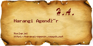 Harangi Agenór névjegykártya